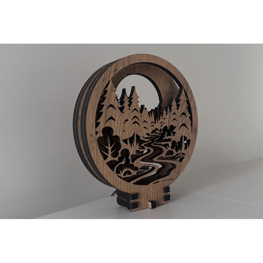 Li-Go 23580/DUB2 - Luminária de mesa decorativa LED dimerizável LED/12W/230V 20x22 cm carvalho/Na floresta