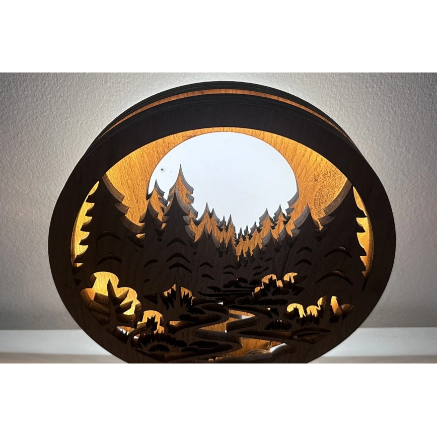 Li-Go 23580/DUB2 - Luminária de mesa decorativa LED dimerizável LED/12W/230V 20x22 cm carvalho/Na floresta