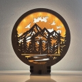 Li-Go 23583/DUB2 - Decoração de mesa LED dimerizável LED/12W/230V 20x22 cm Carvalho/Montanhas e Floresta