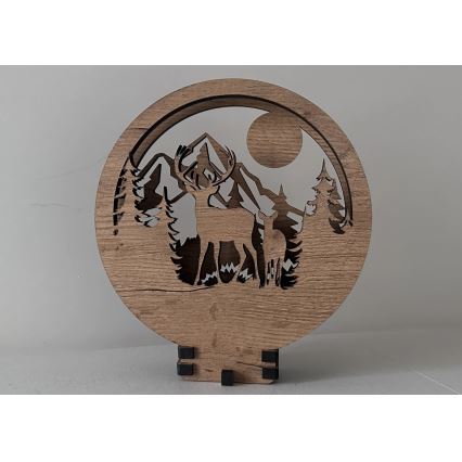 Li-Go 23592/DUB2 - Luminária decorativa de mesa LED regulável/12W/230V 20x22 cm carvalho/veado e corça