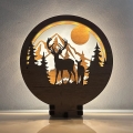 Li-Go 23592/DUB2 - Luminária decorativa de mesa LED regulável/12W/230V 20x22 cm carvalho/veado e corça