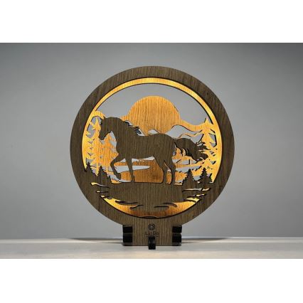 Li-Go 23598/DUB2 - Luminária decorativa de mesa LED dimerizável LED/12W/230V 20x22 cm carvalho/Cavalo