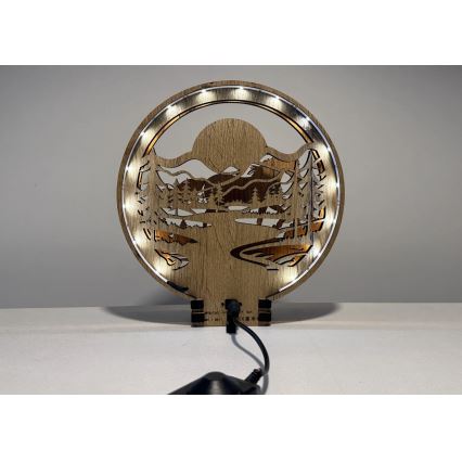 Li-Go 23598/DUB2 - Luminária decorativa de mesa LED dimerizável LED/12W/230V 20x22 cm carvalho/Cavalo