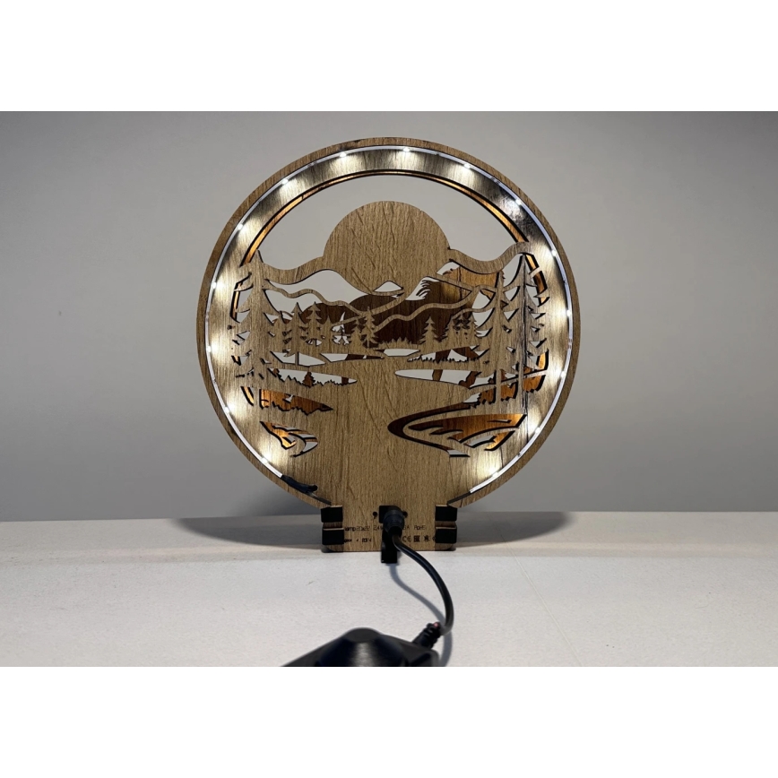 Li-Go 23598/DUB2 - Luminária decorativa de mesa LED dimerizável LED/12W/230V 20x22 cm carvalho/Cavalo