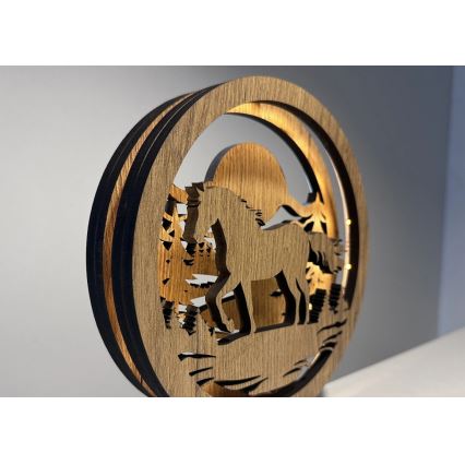 Li-Go 23598/DUB2 - Luminária decorativa de mesa LED dimerizável LED/12W/230V 20x22 cm carvalho/Cavalo