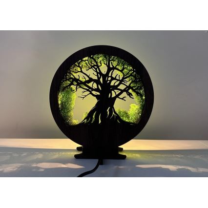 Li-Go 23604/DUB2 - Decoração de Mesa LED Regulável LED/12W/230V 20x22 cm Carvalho/Musgo e Árvore