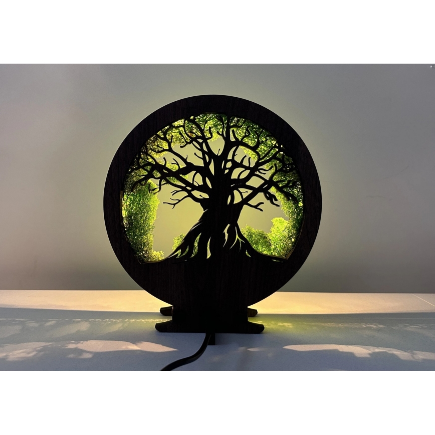 Li-Go 23604/DUB2 - Decoração de Mesa LED Regulável LED/12W/230V 20x22 cm Carvalho/Musgo e Árvore