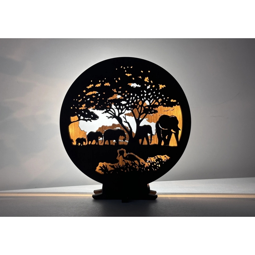 Li-Go 23610/DUB2 - Decoração de mesa LED dimerizável LED/12W/230V 20x22 cm carvalho/elefantes