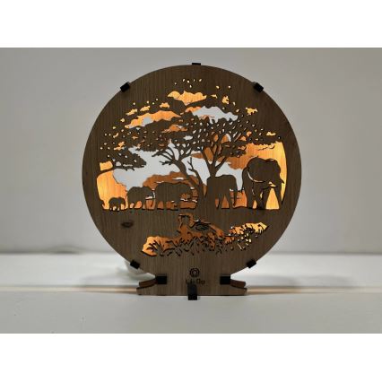 Li-Go 23610/DUB2 - Decoração de mesa LED dimerizável LED/12W/230V 20x22 cm carvalho/elefantes