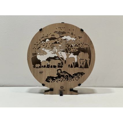 Li-Go 23610/DUB2 - Decoração de mesa LED dimerizável LED/12W/230V 20x22 cm carvalho/elefantes