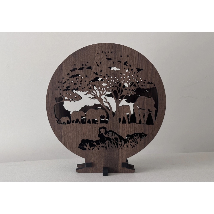 Li-Go 23610/DUB2 - Decoração de mesa LED dimerizável LED/12W/230V 20x22 cm carvalho/elefantes