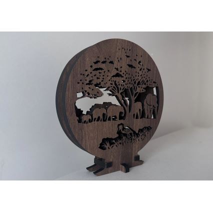 Li-Go 23610/DUB2 - Decoração de mesa LED dimerizável LED/12W/230V 20x22 cm carvalho/elefantes