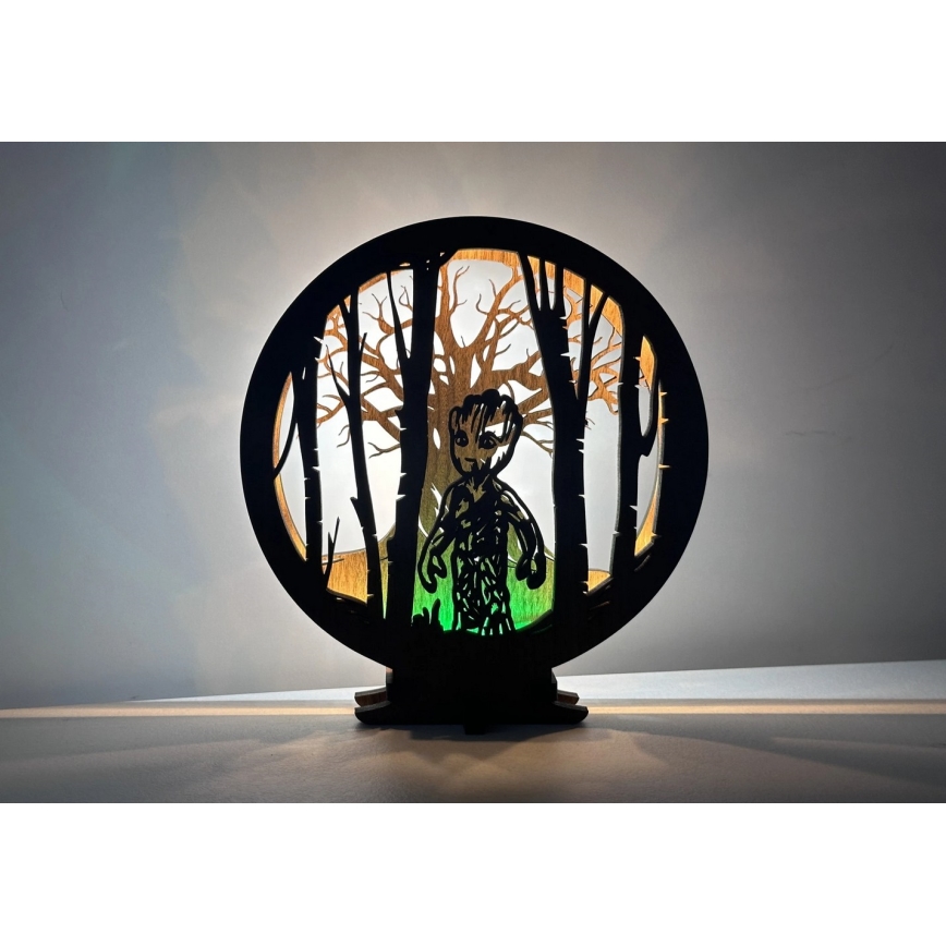 Li-Go 23613/DUB2 - Decoração de mesa LED dimerizável, 12W/230V, 20x22 cm, carvalho/Grut