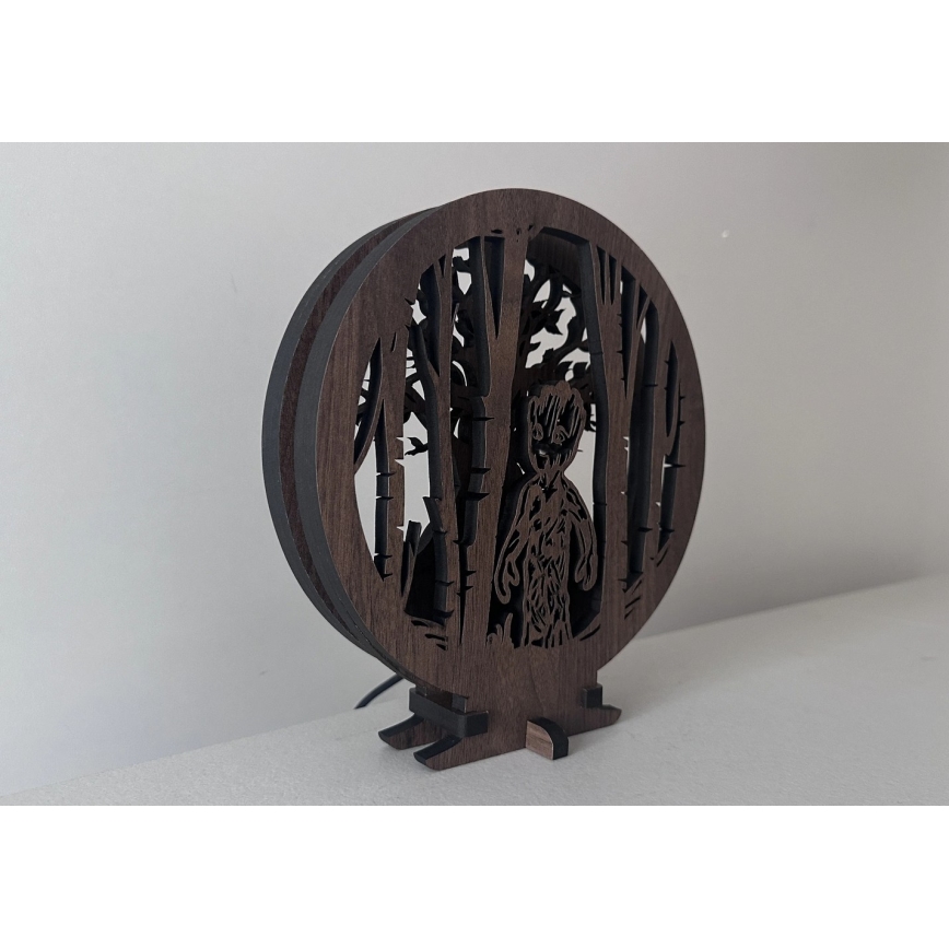 Li-Go 23613/DUB2 - Decoração de mesa LED dimerizável, 12W/230V, 20x22 cm, carvalho/Grut