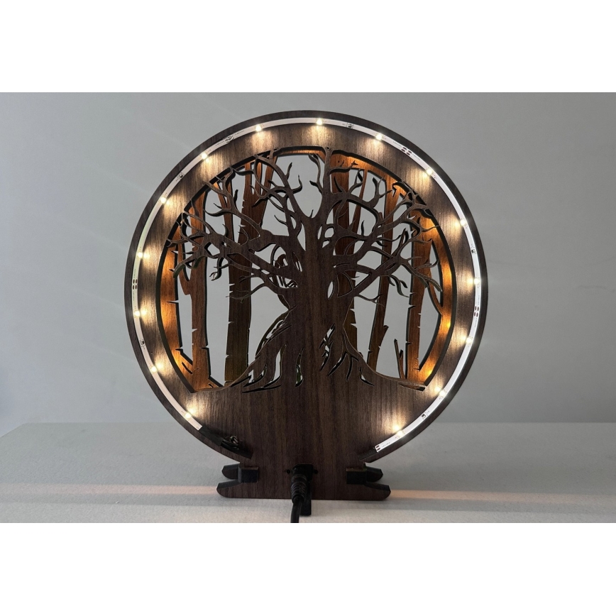 Li-Go 23613/DUB2 - Decoração de mesa LED dimerizável, 12W/230V, 20x22 cm, carvalho/Grut