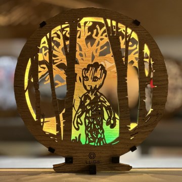 Li-Go 23613/DUB2 - Decoração de mesa LED dimerizável, 12W/230V, 20x22 cm, carvalho/Grut