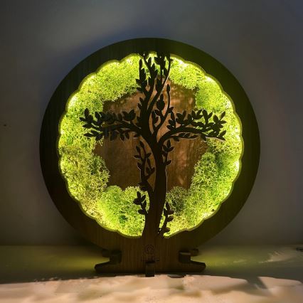 Li-Go 23622/DUB2 - Luminária decorativa de mesa LED dimerizável LED/12W/230V 20x22 cm carvalho/Cruz em musgo