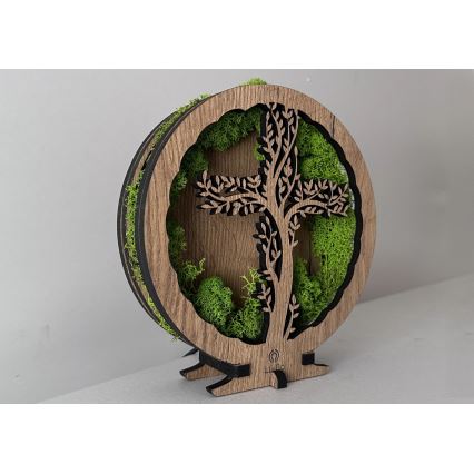 Li-Go 23622/DUB2 - Luminária decorativa de mesa LED dimerizável LED/12W/230V 20x22 cm carvalho/Cruz em musgo