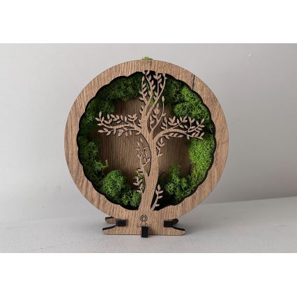 Li-Go 23622/DUB2 - Luminária decorativa de mesa LED dimerizável LED/12W/230V 20x22 cm carvalho/Cruz em musgo