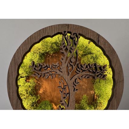 Li-Go 23622/DUB2 - Luminária decorativa de mesa LED dimerizável LED/12W/230V 20x22 cm carvalho/Cruz em musgo