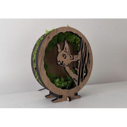 Li-Go 23625/DUB2 - Luminária decorativa de mesa LED dimerizável LED/12W/230V 20x22 cm carvalho/Esquilo de musgo