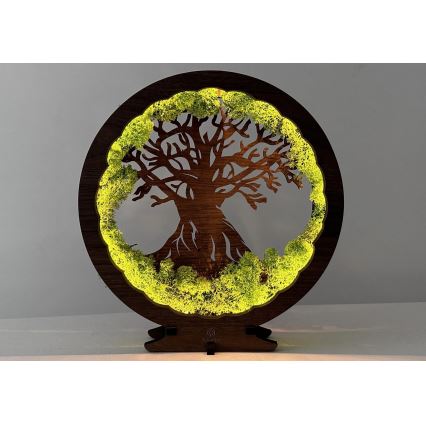 Li-Go 23631/DUB2 - Luminária decorativa de mesa LED dimerizável LED/12W/230V 30x31 cm carvalho/musgo e árvore