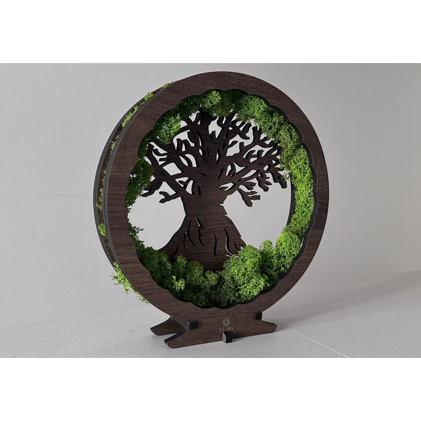 Li-Go 23631/DUB2 - Luminária decorativa de mesa LED dimerizável LED/12W/230V 30x31 cm carvalho/musgo e árvore