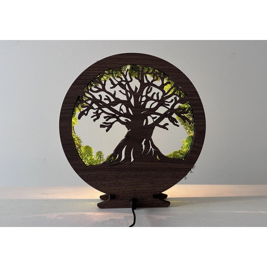 Li-Go 23631/DUB2 - Decoração de mesa LED dimerizável LED/12W/230V 30x31 cm carvalho/musgo e árvore