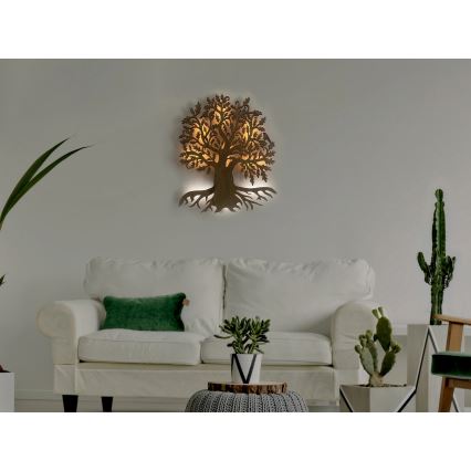 Li-Go 23673/DUB2 - Decoração de parede LED dimerizável LED/10W/5V 20000 mAh 45x55 cm carvalho + controlo remoto