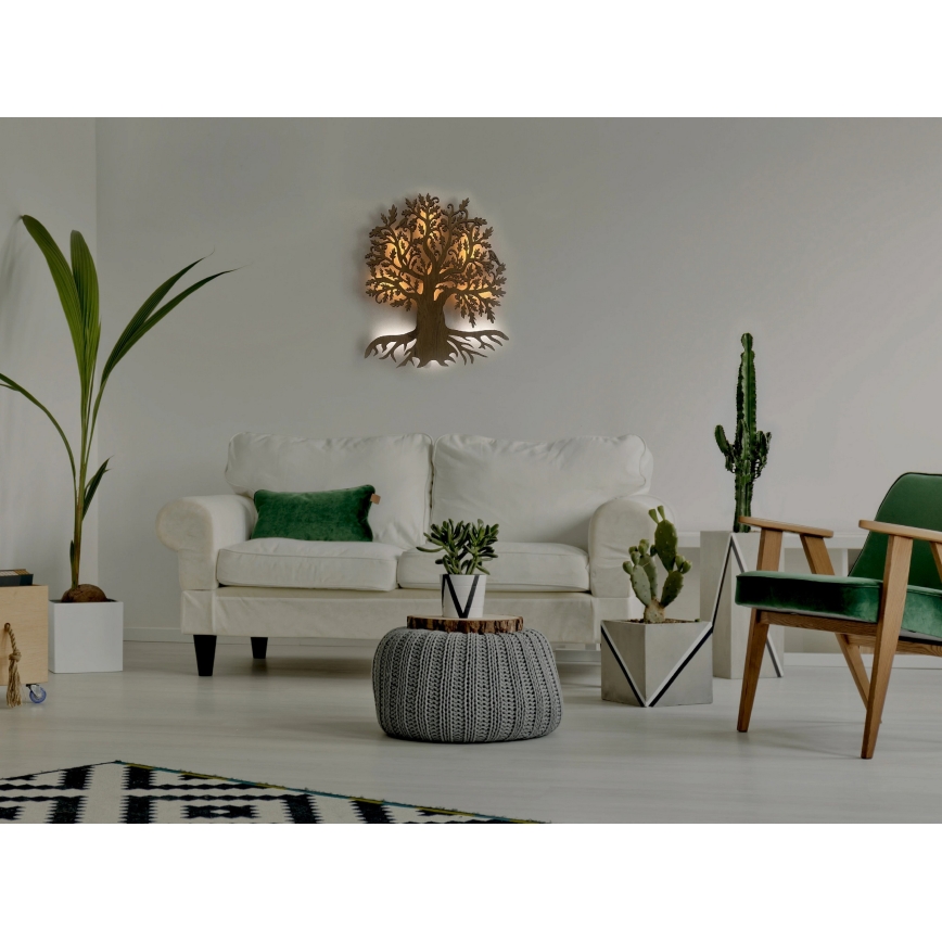 Li-Go 23673/DUB2 - Decoração de parede LED dimerizável LED/10W/5V 20000 mAh 45x55 cm carvalho + controlo remoto