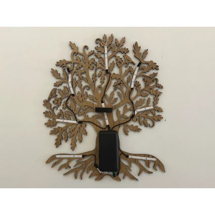 Li-Go 23673/DUB2 - Decoração de parede LED dimerizável LED/10W/5V 20000 mAh 45x55 cm carvalho + controlo remoto