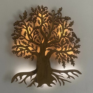 Li-Go 23673/DUB2 - Decoração de parede LED dimerizável LED/10W/5V 20000 mAh 45x55 cm carvalho + controlo remoto