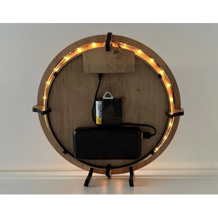 Li-Go 23712/DUB/BAT2 - Relógio LED regulável com sensor de movimento LED/10W/5V 20000 mAh + 1xAA diâmetro 32 cm carvalho/O Pequeno Príncipe