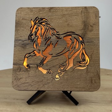Li-Go 4070/DUB2 - Decoração de mesa LED/12W/230V 19x19 cm carvalho/cavalo