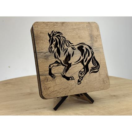 Li-Go 4070/DUB2 - Decoração de mesa LED/12W/230V 19x19 cm carvalho/cavalo