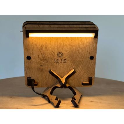 Li-Go 4070/DUB2 - Decoração de mesa LED/12W/230V 19x19 cm carvalho/cavalo