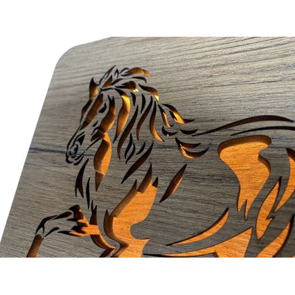 Li-Go 4070/DUB2 - Decoração de mesa LED/12W/230V 19x19 cm carvalho/cavalo