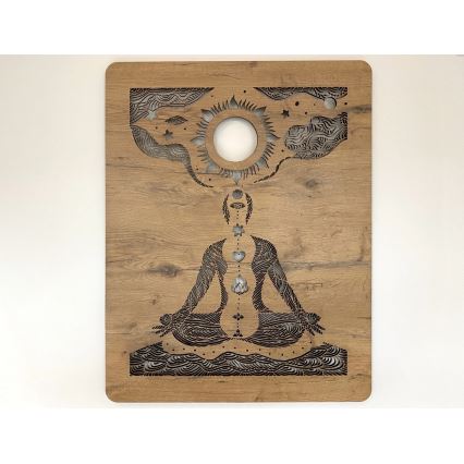 Li-Go 4421/A/4 - Decoração de parede LED dimerizável LED/10W/5V 30000 mAh 70x90 cm carvalho/chakras