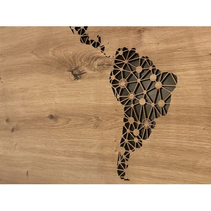 Li-Go 4457/A/4 - Decoração de parede LED regulável LED/10W/5V 30000 mAh 120x60 cm carvalho/Mapa do Mundo