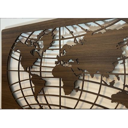 Li-Go 4709/DUB2 - Decoração de parede LED RGBW dimmerizável / 24W / 230V / 125x74 cm / Carvalho / Mapa-múndi (paralelos) + comando remoto