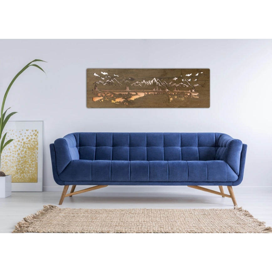 Li-Go 4778/A/4 - Decoração de parede LED regulável LED/10W/5V 30000 mAh 120x40 cm Carvalho/Lago