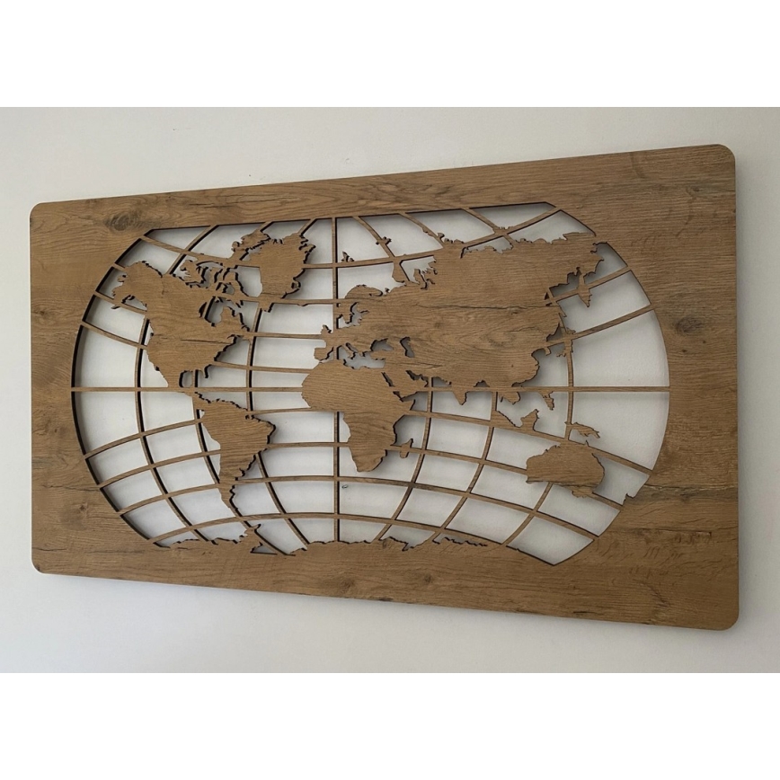 Li-Go 4868/DUB2 - Decoração de parede LED regulável LED/24W/230V 110x60 cm carvalho/Mapa-múndi (paralelos)