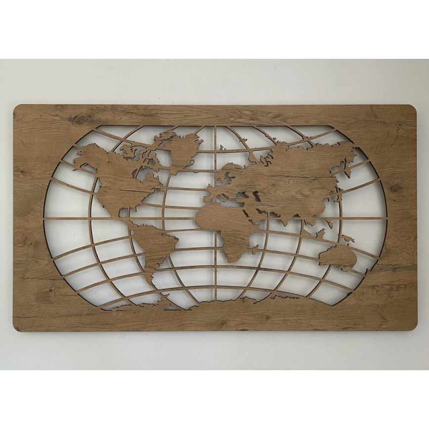 Li-Go 4868/DUB2 - Decoração de parede LED regulável LED/24W/230V 110x60 cm carvalho/Mapa-múndi (paralelos)