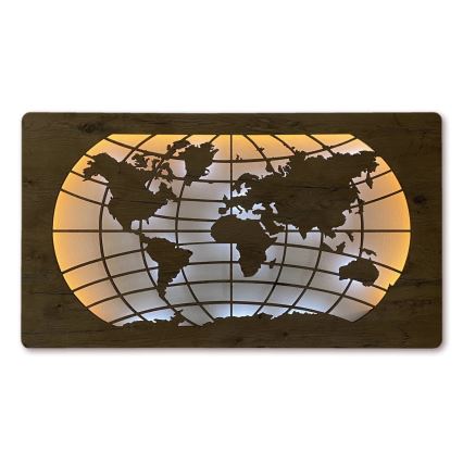 Li-Go 4868/DUB2 - Decoração de parede LED regulável LED/24W/230V 110x60 cm carvalho/Mapa-múndi (paralelos)