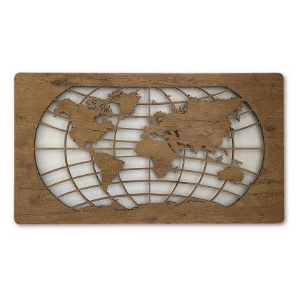 Li-Go 4868/DUB2 - Decoração de parede LED regulável LED/24W/230V 110x60 cm carvalho/Mapa-múndi (paralelos)