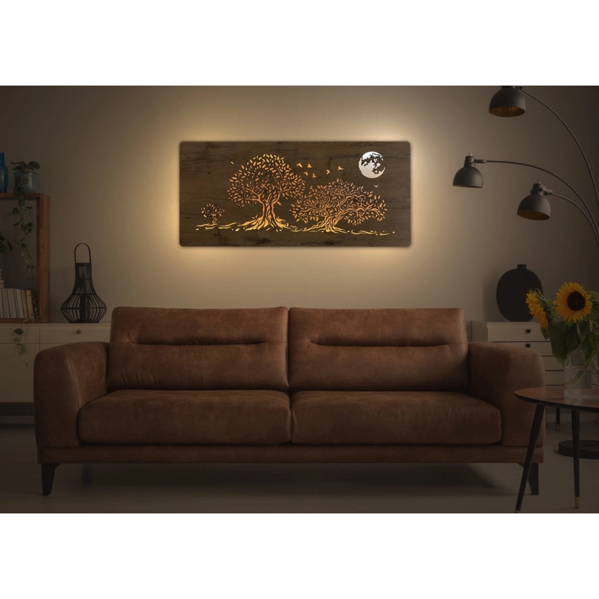 Li-Go 5042/DUB2 - Decoração de parede LED dimável LED/24W/230V 110x50 cm carvalho/Três carvalhos e a lua