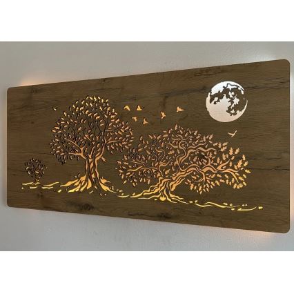 Li-Go 5042/DUB2 - Decoração de parede LED dimável LED/24W/230V 110x50 cm carvalho/Três carvalhos e a lua