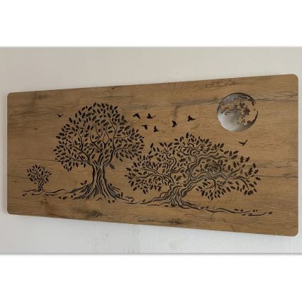 Li-Go 5042/DUB2 - Decoração de parede LED dimável LED/24W/230V 110x50 cm carvalho/Três carvalhos e a lua