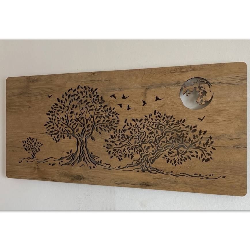 Li-Go 5042/DUB2 - Decoração de parede LED dimável LED/24W/230V 110x50 cm carvalho/Três carvalhos e a lua