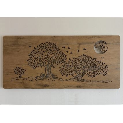 Li-Go 5042/DUB2 - Decoração de parede LED dimável LED/24W/230V 110x50 cm carvalho/Três carvalhos e a lua